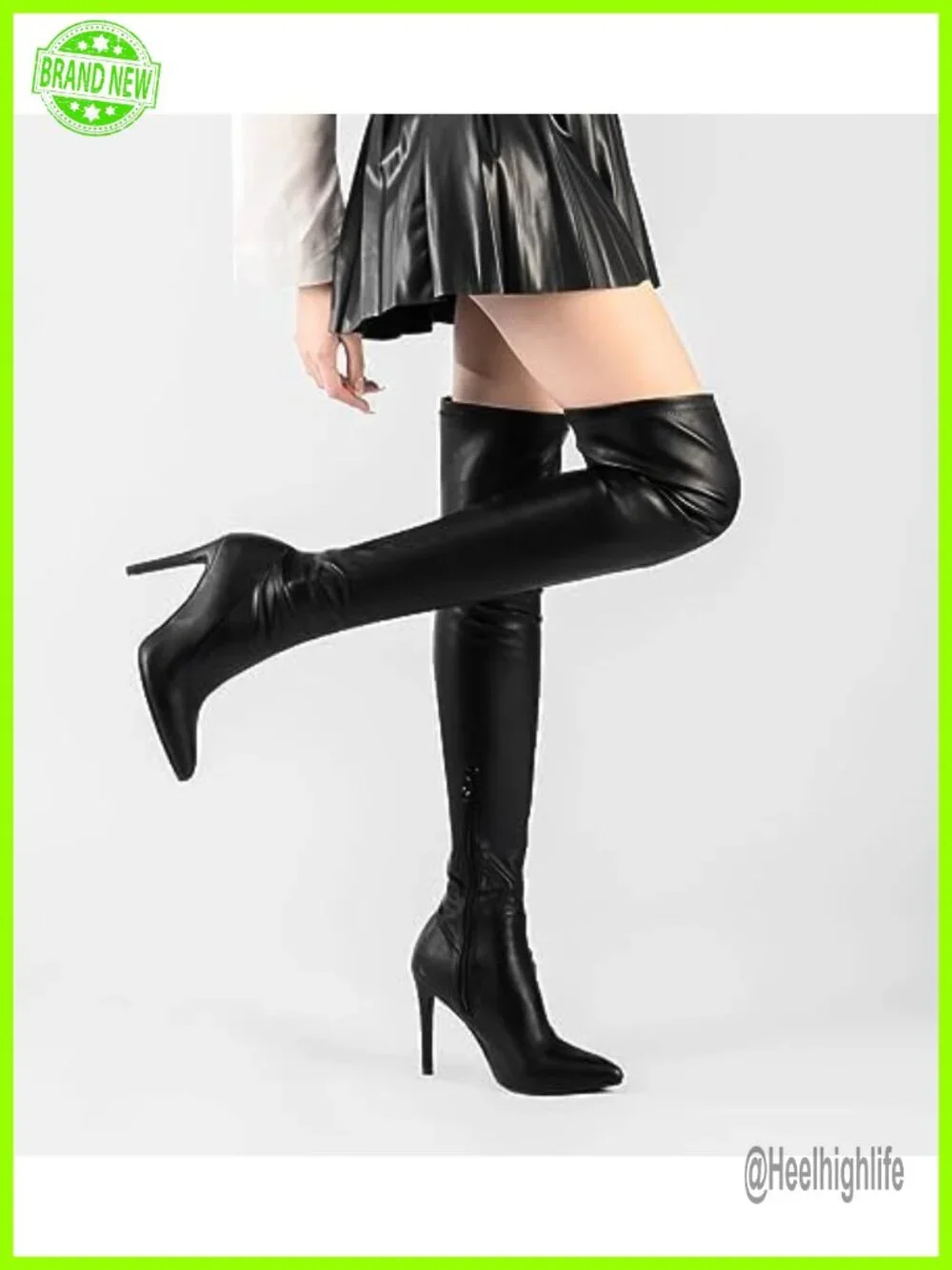 Over the Knee Stretchy Thigh High Snow Boots with Stiletto Heel